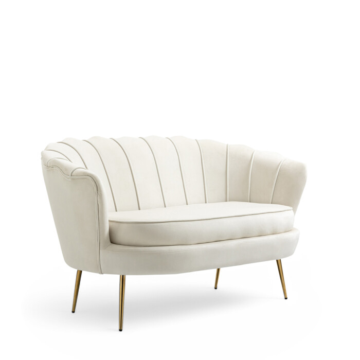 divano velluto bianco a noleggio per allestimenti eventi e matrimoni nolo arredi conchiglia wedding rentals sofa