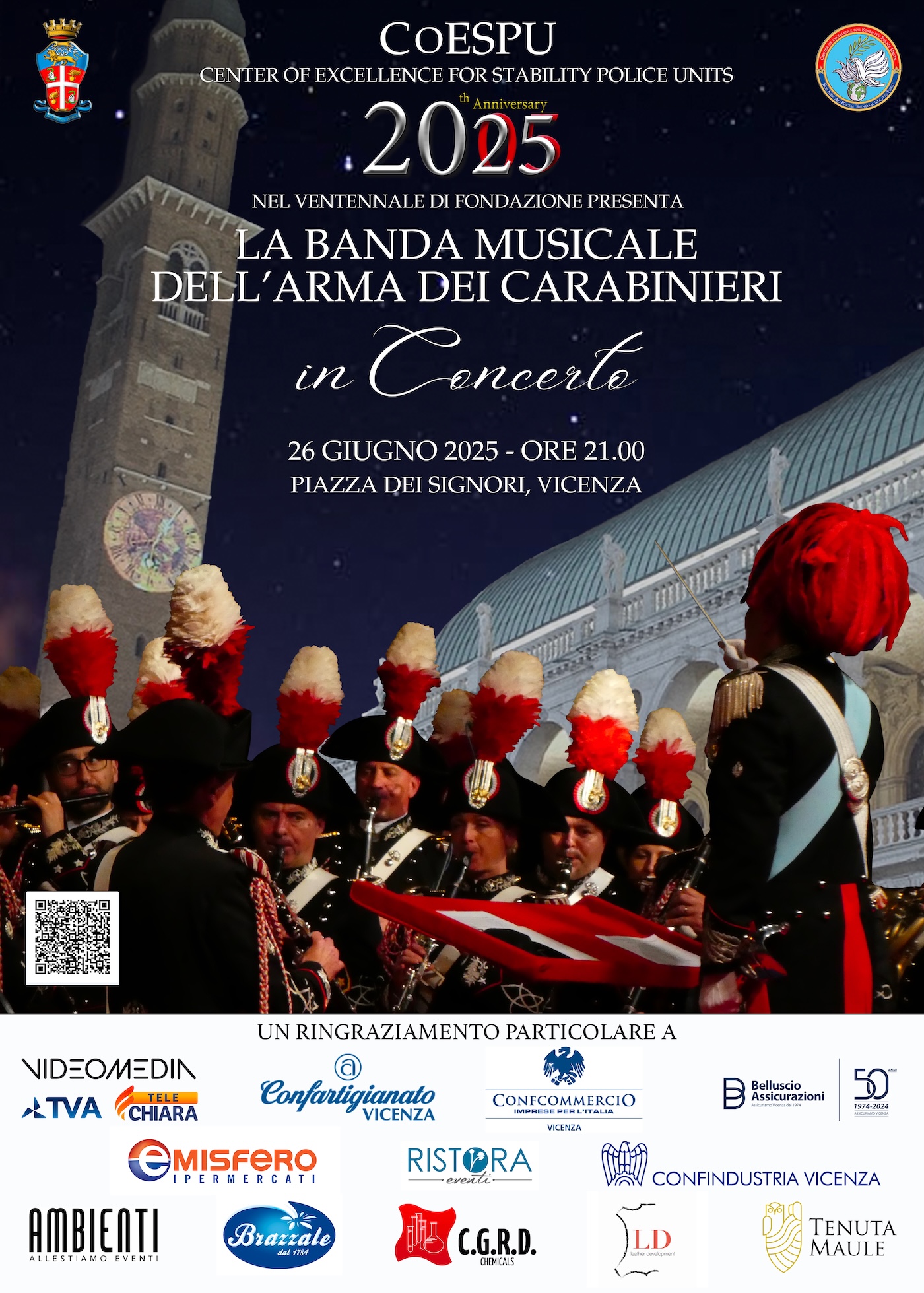 banca musicale arma carabinieri evento basilica palladiana vicenza 26 giugno 2025