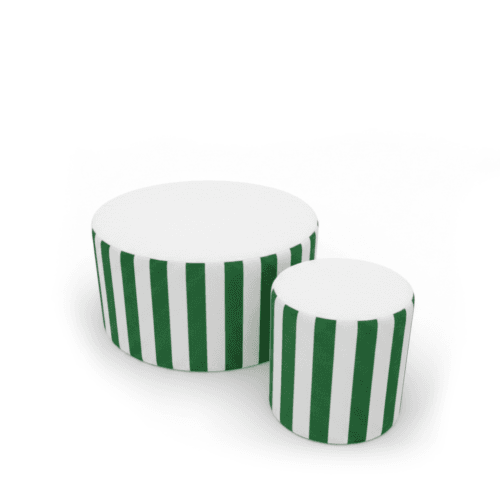 noleggio pouf a righe bianco verde per allestimenti eventi a righe