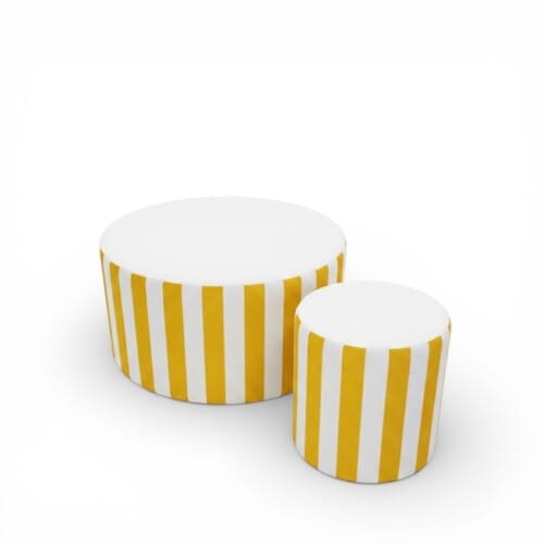 pouf strisce righe bianco giallo allestimenti eventi a tema matrimoni